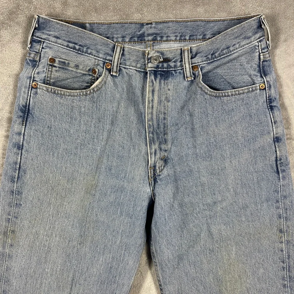 Levi's 505 Jeans‎ Mens 34(32)x36(34) Light Wash Blue Straight Leg Regular Fit